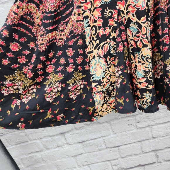 Free People Black Multi Boho Bell Sleeve Stevie Tunic Mini Dress Extra Small - Picture 6 of 16